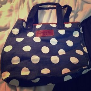 Navy w/ White Polka Dots A&F Tote