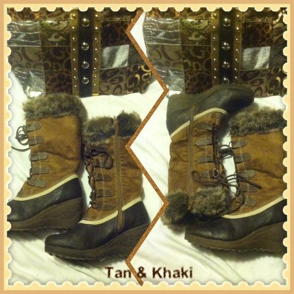 SOLD IN BUNDLE WEDGE HEEL FUZZY BOOTS