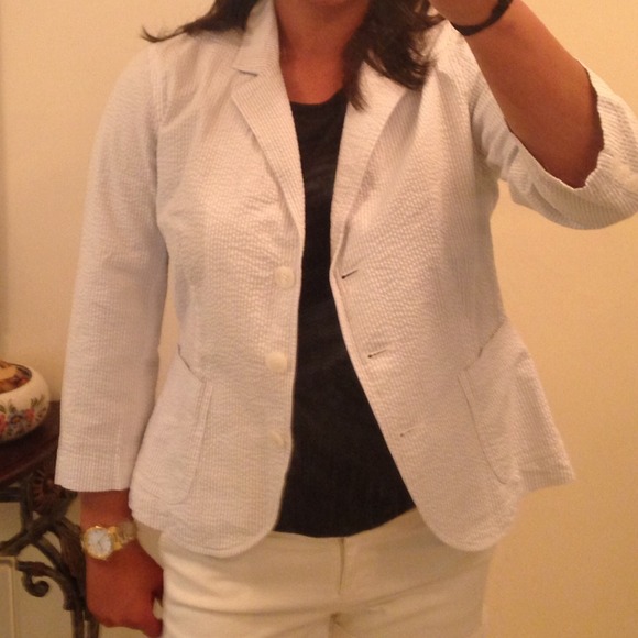 J Crew white and blue blazer - Picture 4 of 4