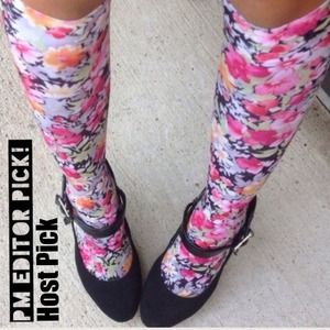 Jackets & Coats - Knee High Silky Floral Socks Jackets & Coats - Knee High Silky Floral Socks