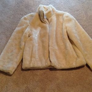Liz Claiborne Cream Colored "fur" Jacket.
