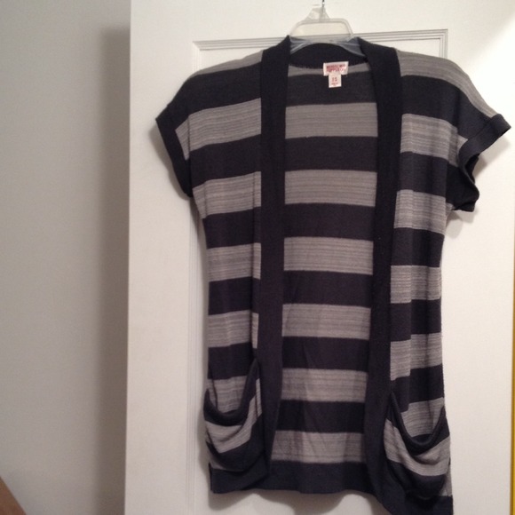 !!!SOLD!!! Dark and light grey stripe cardigan.
