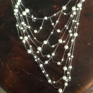 🎉reduced🎉 Long silver and pearl necklace