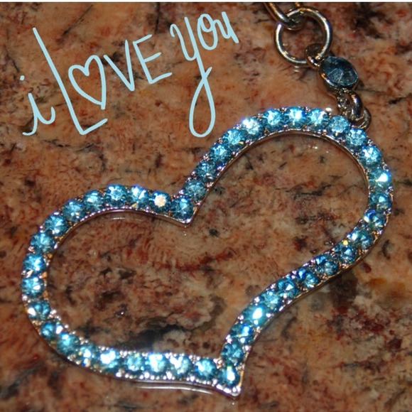 Lovely Blue Crystal Heart Keychain