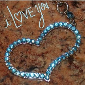 Lovely Blue Crystal Heart Keychain