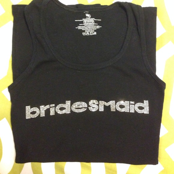 Bridesmaid Rhinestone Black Tank