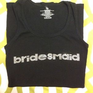 Bridesmaid Rhinestone Black Tank