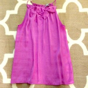 Pink! Silky flower embellished dress top, size S