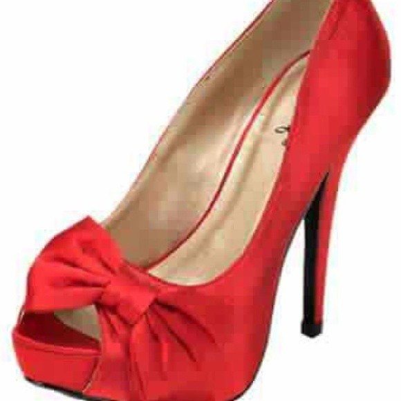 Red Satin Heels