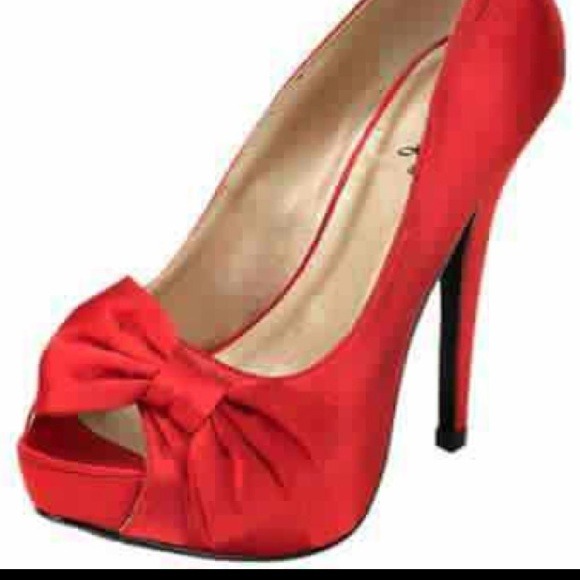 Red Satin Heels