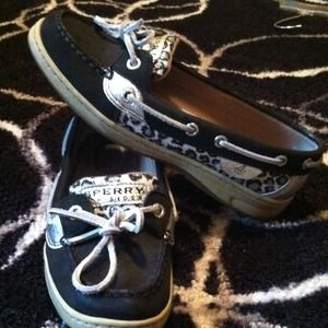 Black animal print sperrys