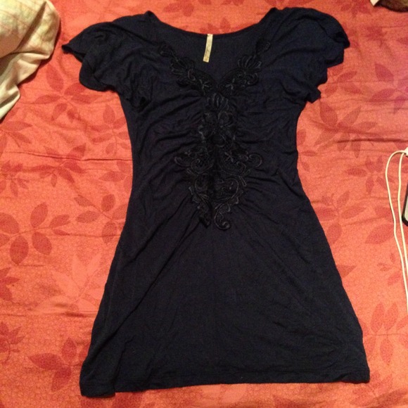 Navy blue dress / tunic with lace detail