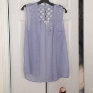 Lavender Sleeveless Button Up