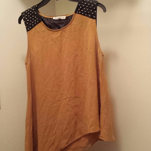 Mustard yellow studded high low blouse