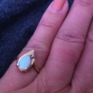 Opal Teardrop Ring w/Diamond Accent ON SALE