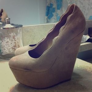 Beige Platform Wedges