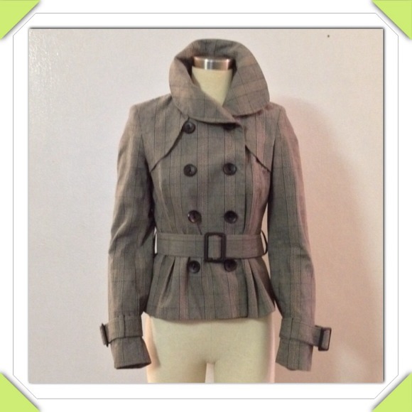 ⭐️TopShop UK Size 6/US Size 2 Glen Plaid Trench