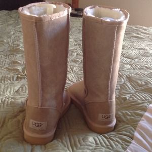 Beige paisley detail ugg boots tall