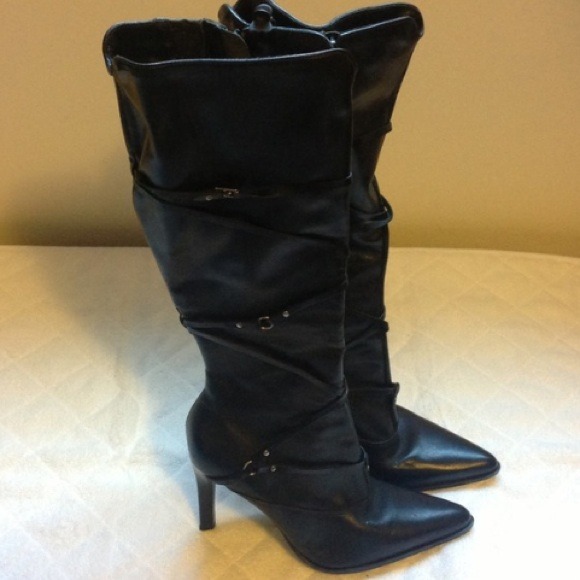Diba | Black Pointed Knee High Boot | Size 7.5