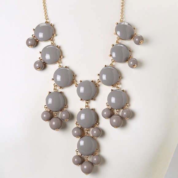 SOLD IN BUNDLE.  Gray Bubble Statement Necklace.