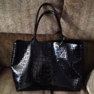 Black Croc Embossed Tote. Well loved!