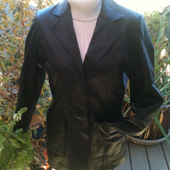 NWOT black leather jacket, size 8