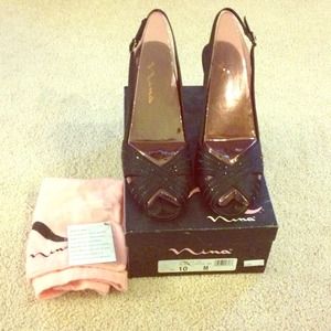 Black Luster Nina peep toe shoes