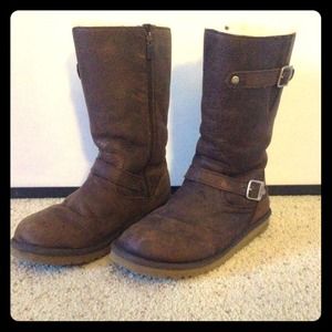 Genuine Leather Ugg Motorcycle Riding Boots