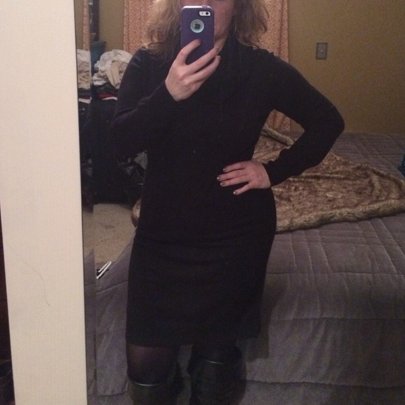 Black cowl neck sweater dress - Picture 3 of 4