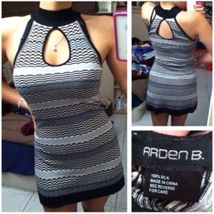 Arden b silk keyhole turtle neck choker dress