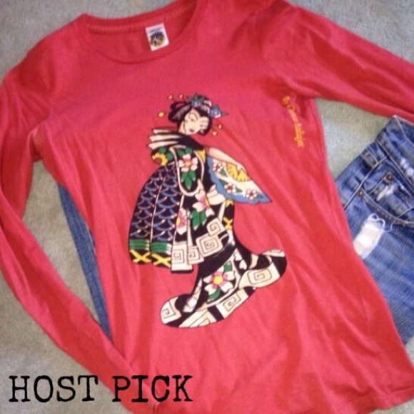 🎉2xHP🎉Ed Hardy Orange Long Sleeved Shirt.