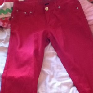 Red skinny jeans