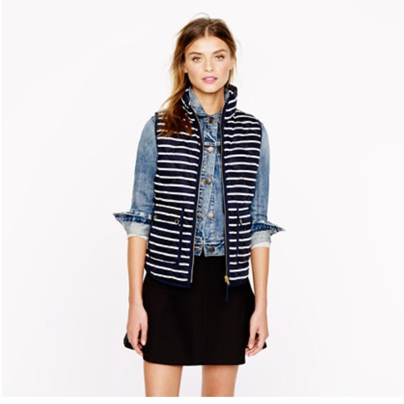 SOLD J Crew Stripe Quilted Excursion Puffer Vest