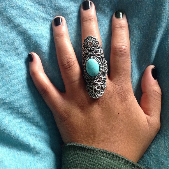 Silver and Turquoise Adjustable Ring