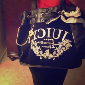 Black white and gold purse