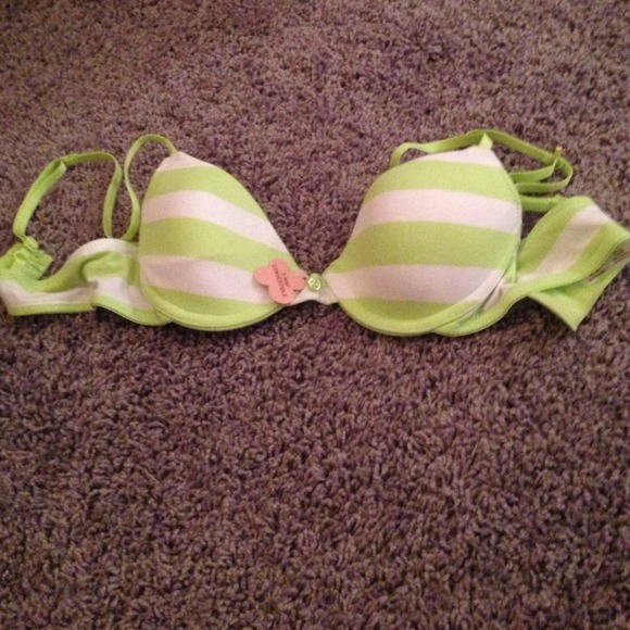 Green and white bra