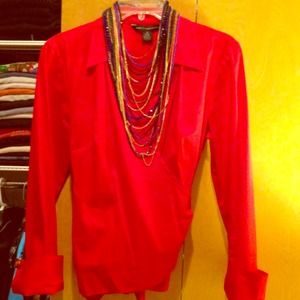 French Connection Cherry red wrap top French cuff