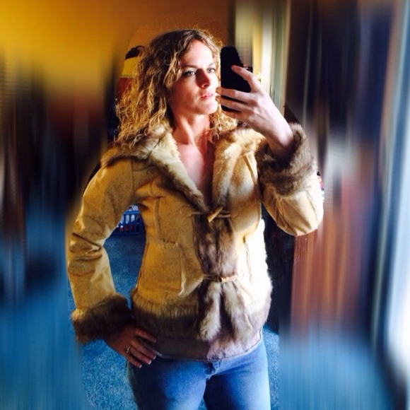 Suede like jacket with fur detail by Paris Blues