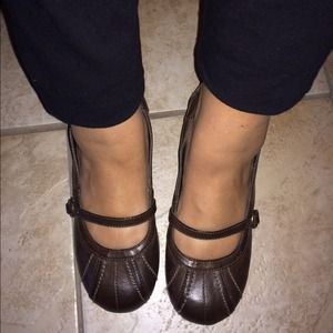 Brown Mary Jane wedge