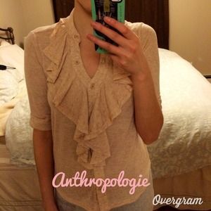 🔴SOLD🔴: Anthropologie Peach Ruffle Blouse