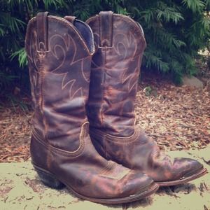 Perfectly distressed brown cowboy boots