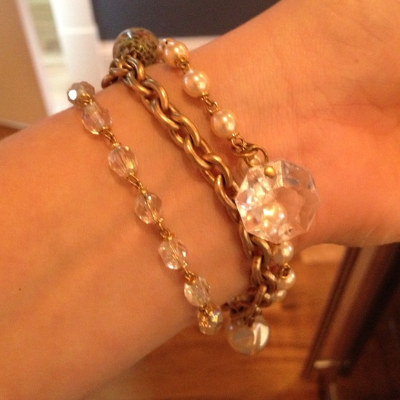 Pearl and gold chain bracelet - Picture 2 of 3