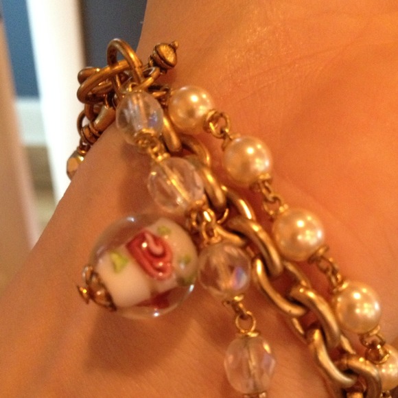 Pearl and gold chain bracelet - Picture 3 of 3