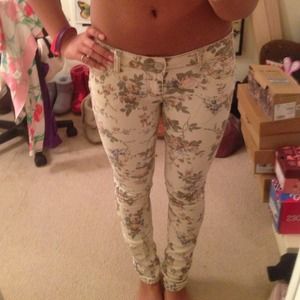 Never worn floral print jeans