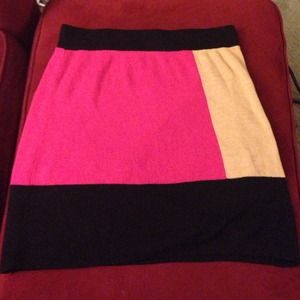 Sweater material color block skirt from the Loft