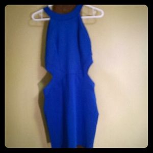 Electric blue cut-out mini dress