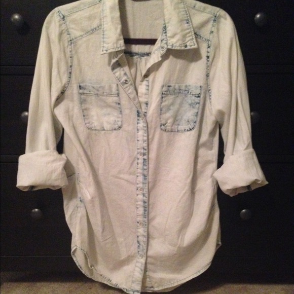 Akira Denim - Distressed Light Wash Jean Shirt