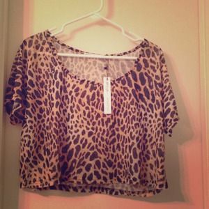 Nasty gal x Minipink leopard crop shirt