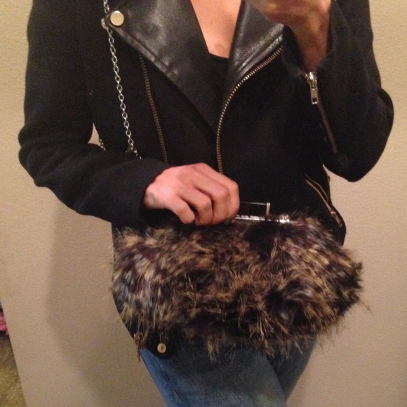BCBGeneration faux fur clutch new with tags