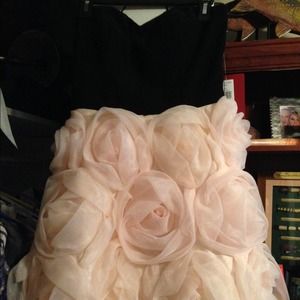 Size 7 strapless black and pink dress